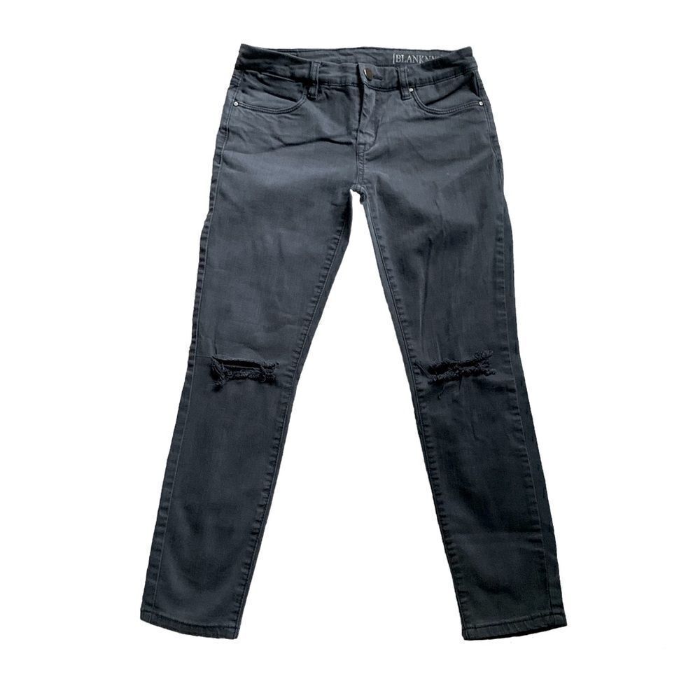 Blank NYC Charcoal Gray Low-Rise Distressed Skinny Jeans Size 25